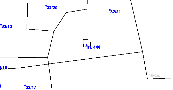 Parcela st. 440 v KÚ Guty, Katastrální mapa
