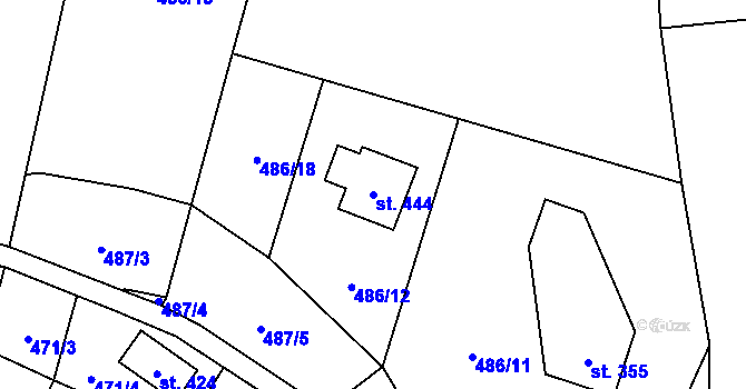 Parcela st. 444 v KÚ Guty, Katastrální mapa