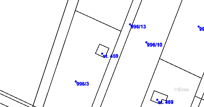 Parcela st. 459 v KÚ Guty, Katastrální mapa