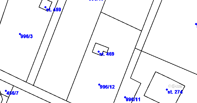 Parcela st. 469 v KÚ Guty, Katastrální mapa