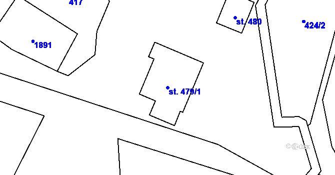 Parcela st. 479/1 v KÚ Guty, Katastrální mapa