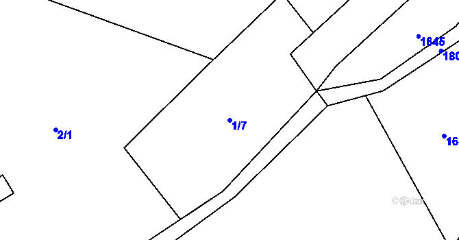 Parcela st. 1/7 v KÚ Guty, Katastrální mapa