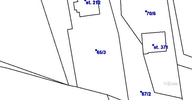 Parcela st. 65/3 v KÚ Guty, Katastrální mapa