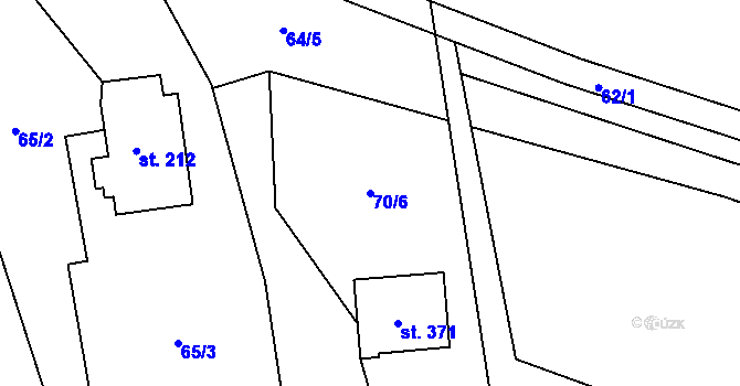 Parcela st. 70/6 v KÚ Guty, Katastrální mapa