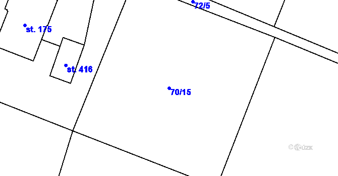 Parcela st. 70/15 v KÚ Guty, Katastrální mapa