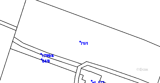 Parcela st. 71/1 v KÚ Guty, Katastrální mapa