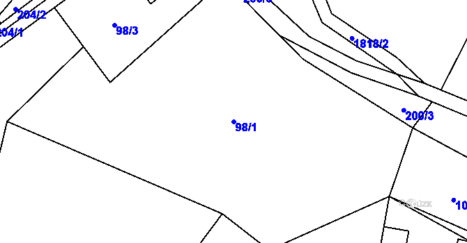 Parcela st. 98/1 v KÚ Guty, Katastrální mapa