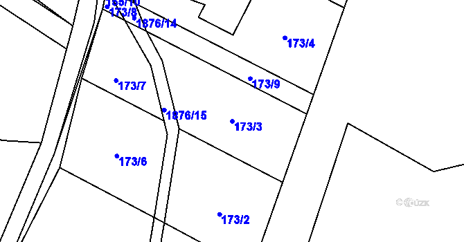 Parcela st. 173/3 v KÚ Guty, Katastrální mapa