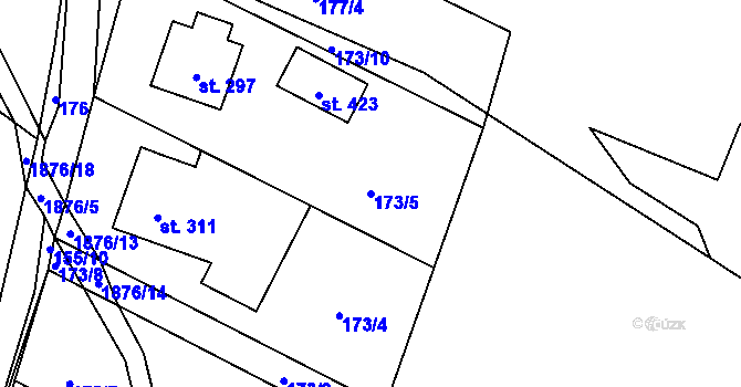 Parcela st. 173/5 v KÚ Guty, Katastrální mapa