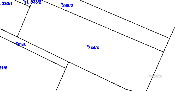 Parcela st. 244/4 v KÚ Guty, Katastrální mapa