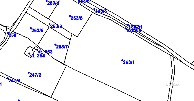 Parcela st. 263 v KÚ Guty, Katastrální mapa