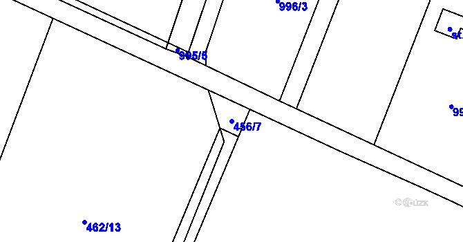 Parcela st. 456/7 v KÚ Guty, Katastrální mapa