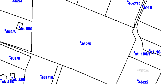 Parcela st. 462/5 v KÚ Guty, Katastrální mapa