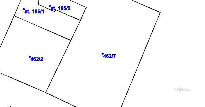 Parcela st. 462/7 v KÚ Guty, Katastrální mapa