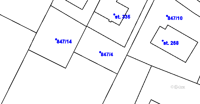 Parcela st. 847/4 v KÚ Guty, Katastrální mapa