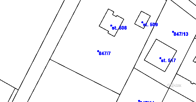 Parcela st. 847/7 v KÚ Guty, Katastrální mapa