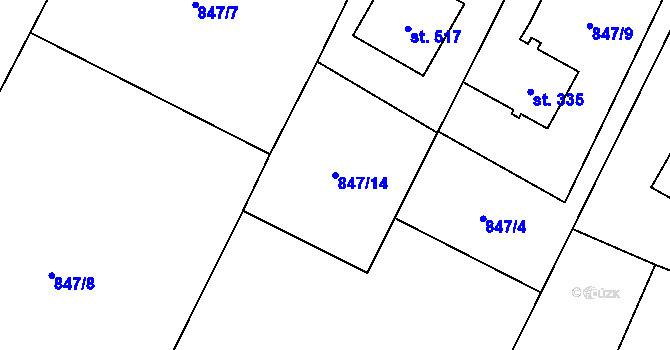 Parcela st. 847/14 v KÚ Guty, Katastrální mapa