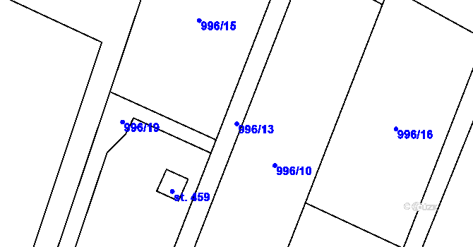 Parcela st. 996/13 v KÚ Guty, Katastrální mapa