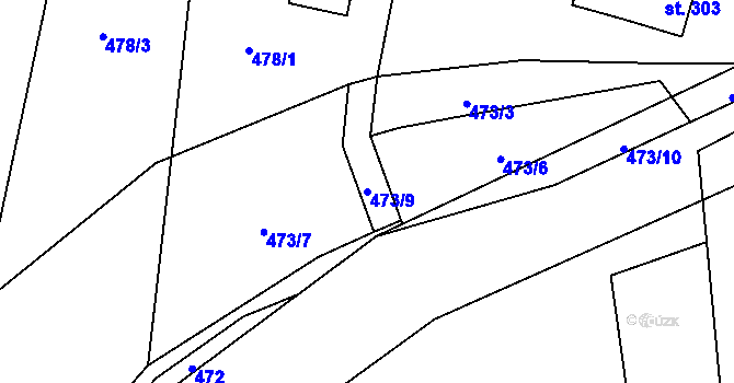 Parcela st. 473/9 v KÚ Guty, Katastrální mapa