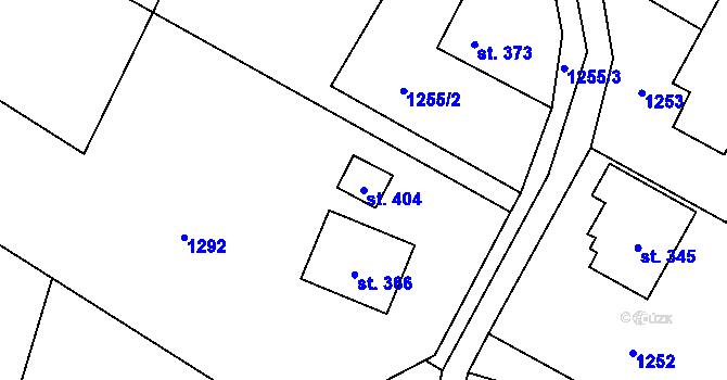 Parcela st. 404 v KÚ Guty, Katastrální mapa