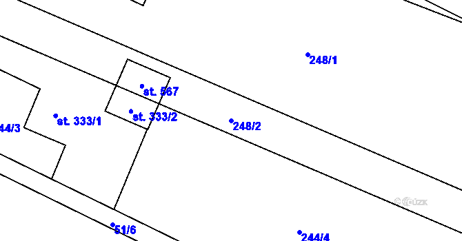Parcela st. 248/2 v KÚ Guty, Katastrální mapa