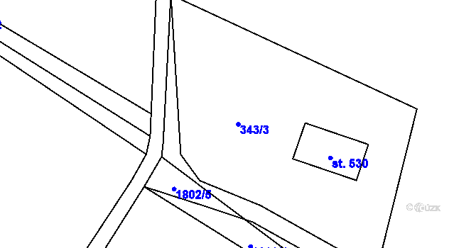 Parcela st. 343/3 v KÚ Guty, Katastrální mapa