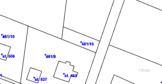 Parcela st. 461/15 v KÚ Guty, Katastrální mapa