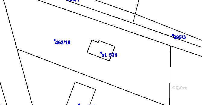 Parcela st. 531 v KÚ Guty, Katastrální mapa