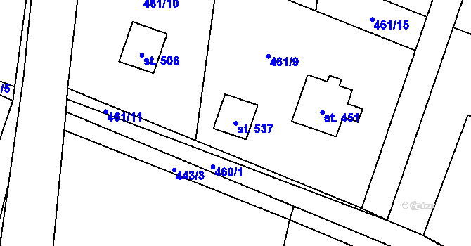 Parcela st. 537 v KÚ Guty, Katastrální mapa