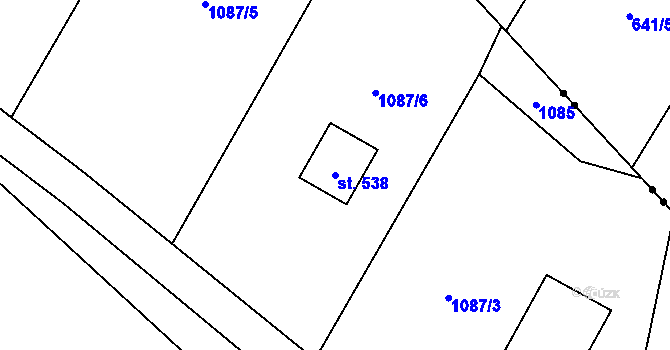 Parcela st. 538 v KÚ Guty, Katastrální mapa
