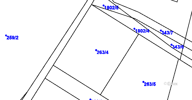 Parcela st. 263/4 v KÚ Guty, Katastrální mapa