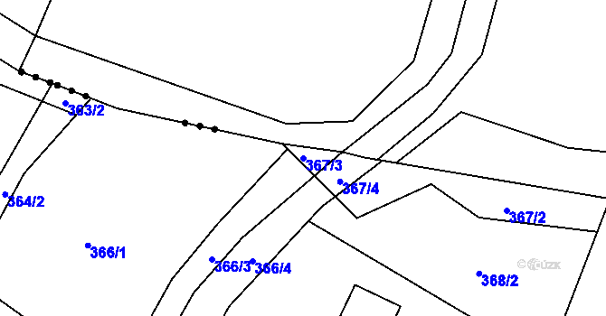 Parcela st. 367/3 v KÚ Guty, Katastrální mapa