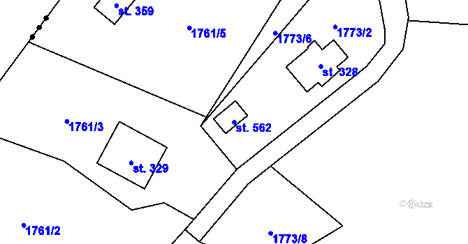Parcela st. 562 v KÚ Guty, Katastrální mapa