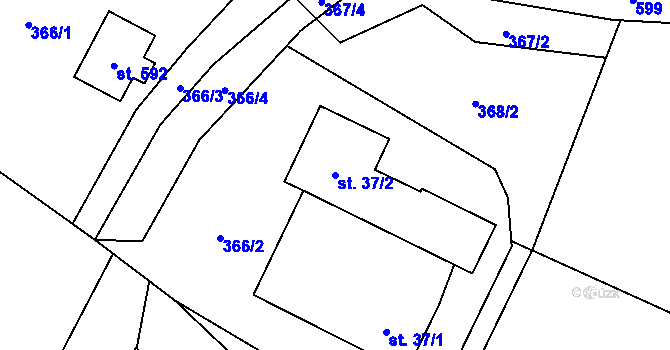 Parcela st. 37/2 v KÚ Guty, Katastrální mapa