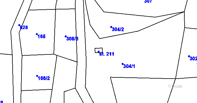 Parcela st. 211 v KÚ Habartice u Frýdlantu, Katastrální mapa