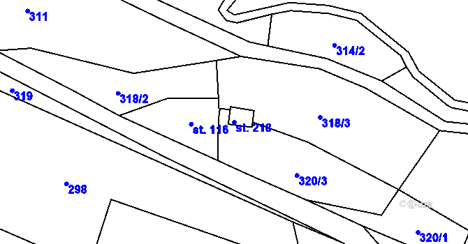 Parcela st. 218 v KÚ Habartice u Frýdlantu, Katastrální mapa