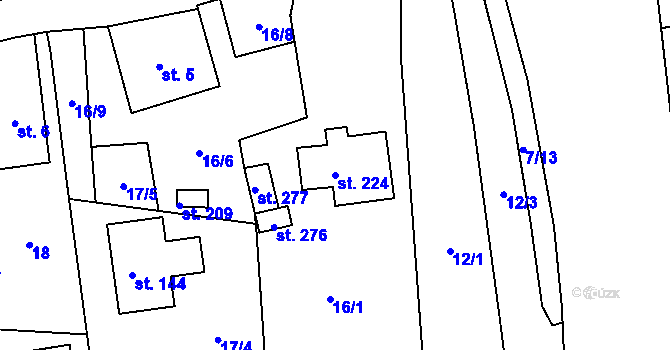 Parcela st. 224 v KÚ Habartice u Frýdlantu, Katastrální mapa