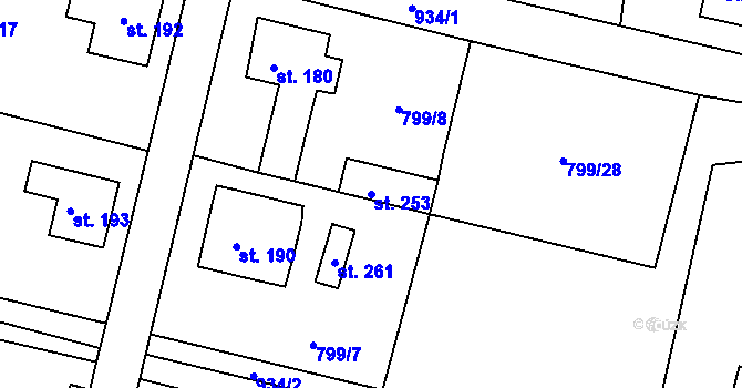 Parcela st. 253 v KÚ Habartice u Frýdlantu, Katastrální mapa