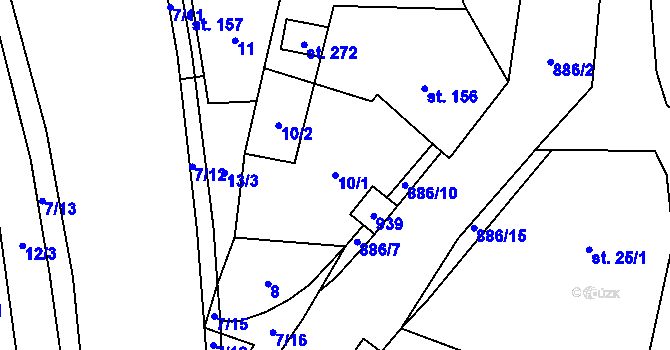 Parcela st. 10/1 v KÚ Habartice u Frýdlantu, Katastrální mapa