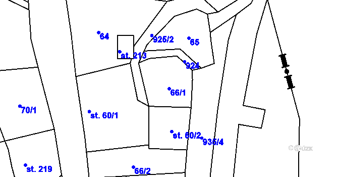 Parcela st. 66/1 v KÚ Habartice u Frýdlantu, Katastrální mapa