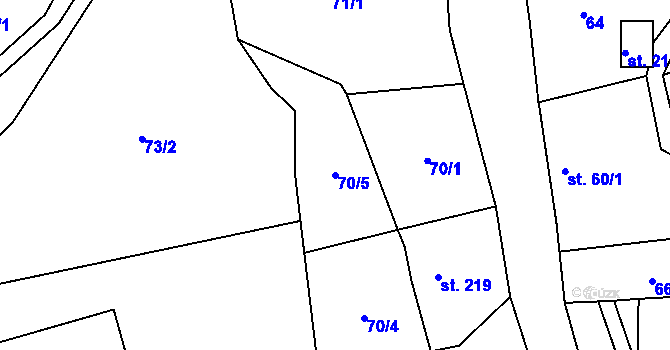Parcela st. 70/5 v KÚ Habartice u Frýdlantu, Katastrální mapa