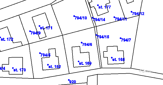 Parcela st. 794/6 v KÚ Habartice u Frýdlantu, Katastrální mapa