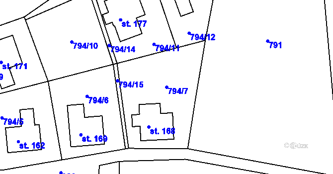 Parcela st. 794/7 v KÚ Habartice u Frýdlantu, Katastrální mapa