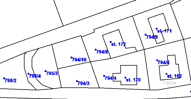 Parcela st. 794/8 v KÚ Habartice u Frýdlantu, Katastrální mapa