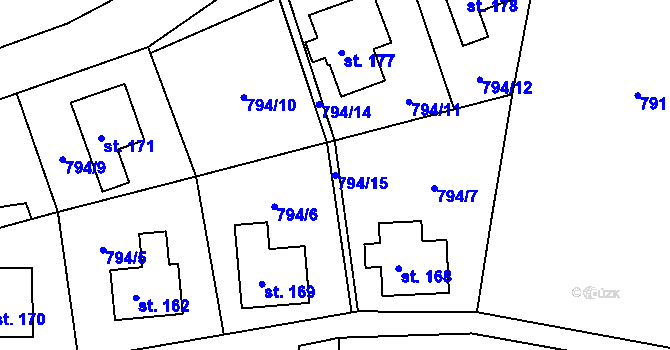 Parcela st. 794/15 v KÚ Habartice u Frýdlantu, Katastrální mapa