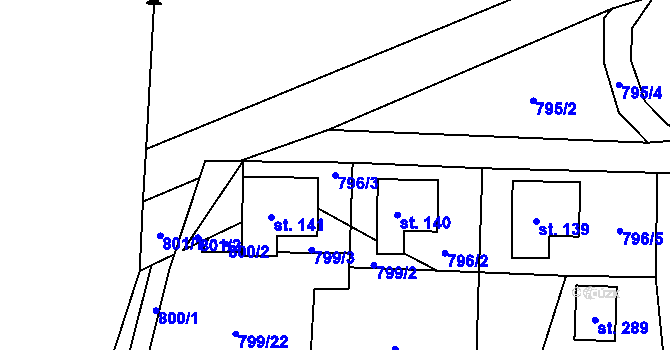Parcela st. 796/3 v KÚ Habartice u Frýdlantu, Katastrální mapa