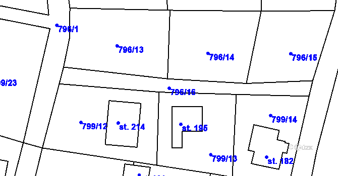 Parcela st. 796/16 v KÚ Habartice u Frýdlantu, Katastrální mapa