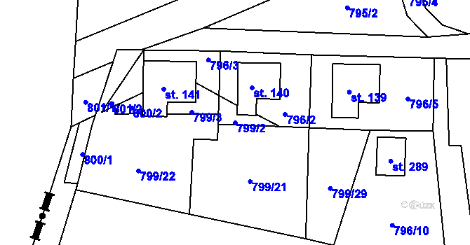 Parcela st. 799/2 v KÚ Habartice u Frýdlantu, Katastrální mapa
