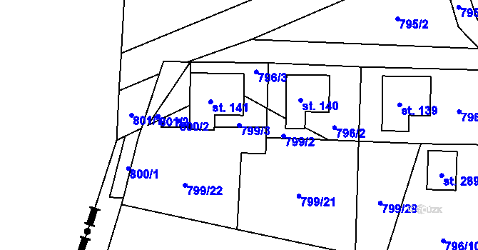 Parcela st. 799/3 v KÚ Habartice u Frýdlantu, Katastrální mapa