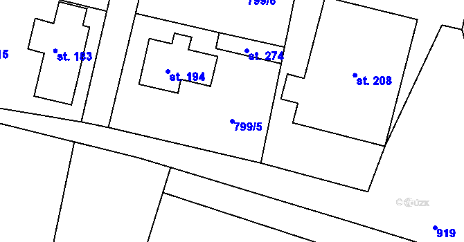 Parcela st. 799/5 v KÚ Habartice u Frýdlantu, Katastrální mapa